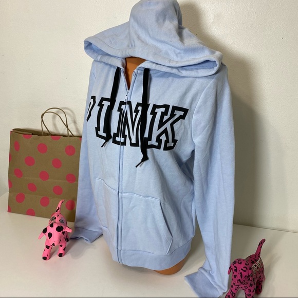 PINK VS LOGO HOODED FULL ZIP SWEATSHIRT - Picture 3 of 5